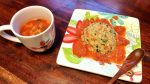 「洋風☆イカのチャーハン」と「野菜たっぷりトマトスープ」